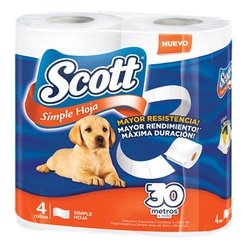 SCOTT PAPEL HIGIENICO SIMPLE HOJA 6 X 30 MTS                                                        